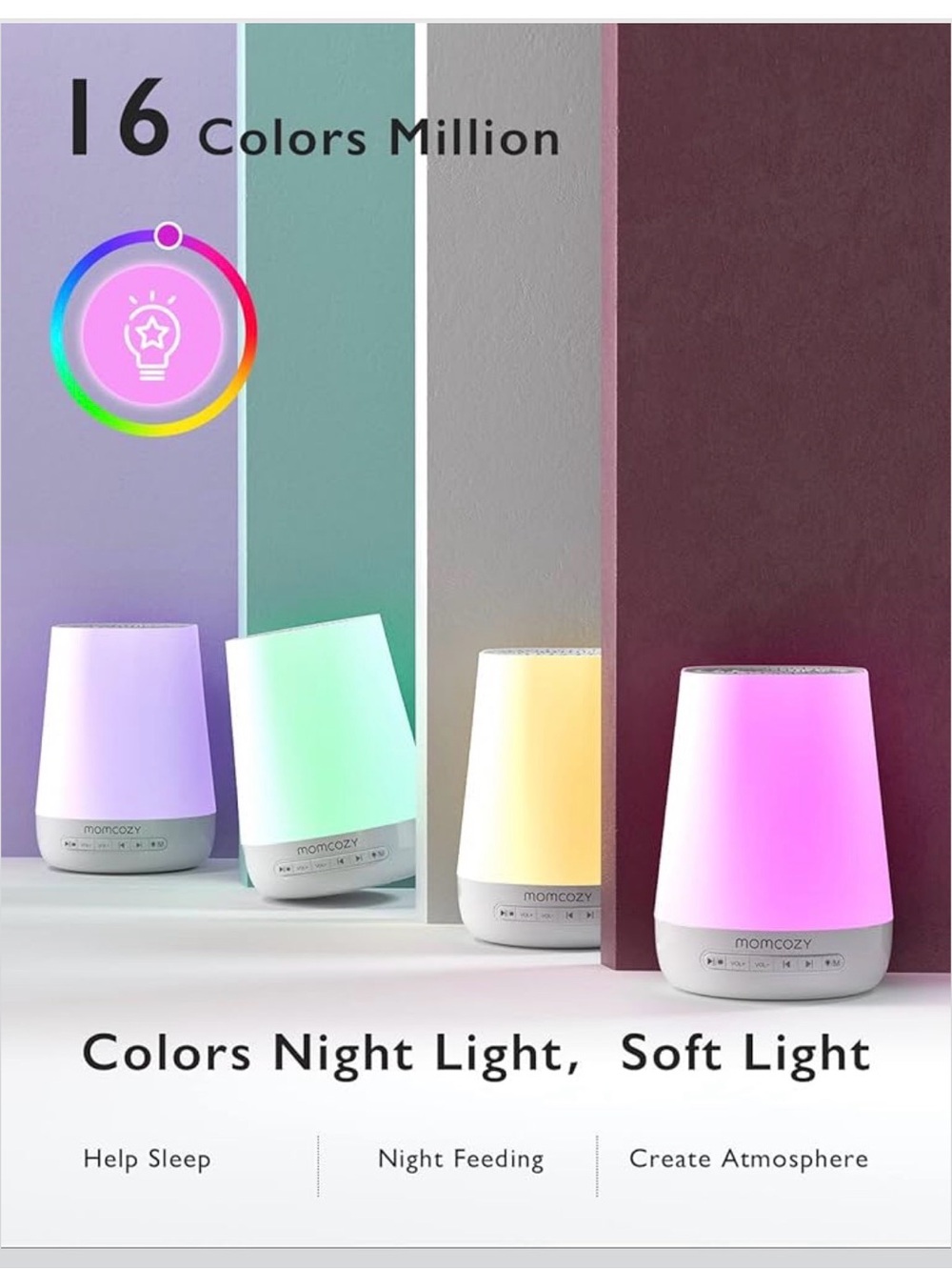 NIB - Momcozy Smart Sound Machine - Amber Night Light - Picture 7 of 9